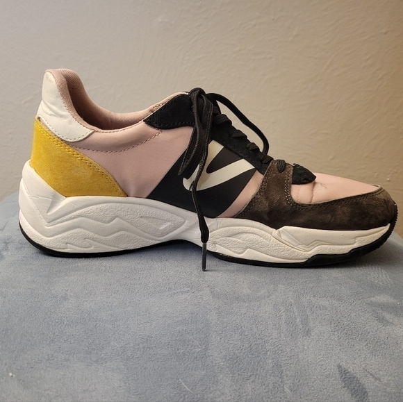 Tretorn Lexie Suede Lace-Up Sneakers Pink and Yellow Women's Size 9 Low Top - Picture 10 of 10